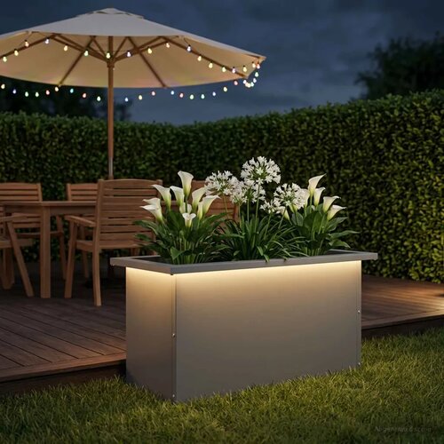 Vrtna posuda za sadnju s LED svjetlom Antracit 30 x 60 x 30 cm - Antracit 30 x 60 x 30 cm 1 Slike