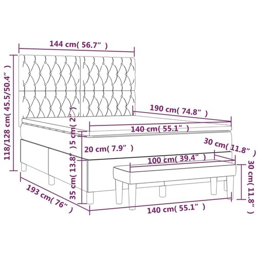  Boxspring - Krevet s oprugama i madracem ružičasti 140x190 cm bar&amp;scaron;unasti - Ružičasta 140 x 190 cm Dizajn s gumbima Slike