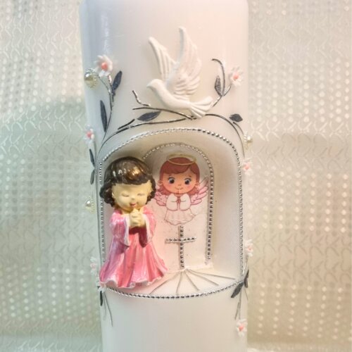  Krstne sveče- široke s 3D obliko angelčka KRSV 03-002 Cene