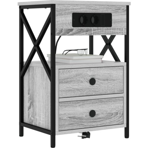 VidaXL Noćni ormar s ladicama 2 pcs Sivi hrast sonoma 40 x 31 x 60 cm Slike