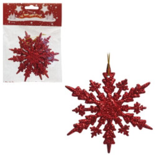  Novogodišnji ukras crvene pahulje 11 cm 2/1 Cene