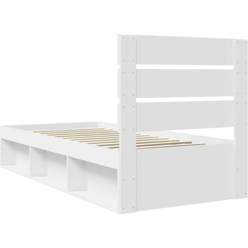  Okvir za krevet Bijelo 75 x 190 cm Čvrsto borovo drvo Slike