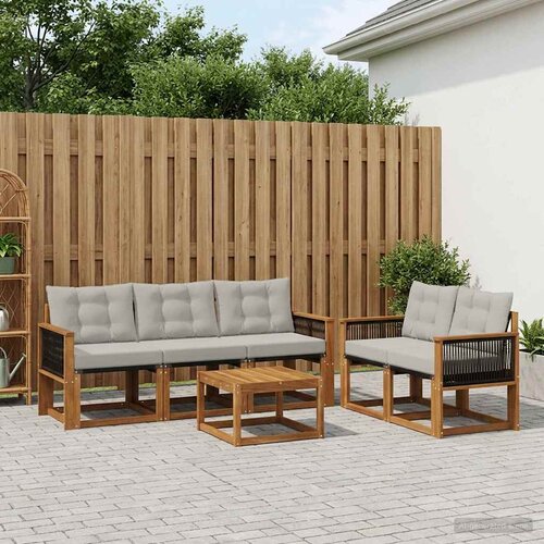  Set vanjskih sofa 6 kom. Prirodna i svjetlosiva Cene
