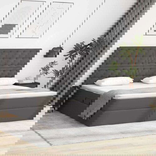  Krevet S LED lampica s uzglavljem Siva 180 x 200 cm PVC Cijene