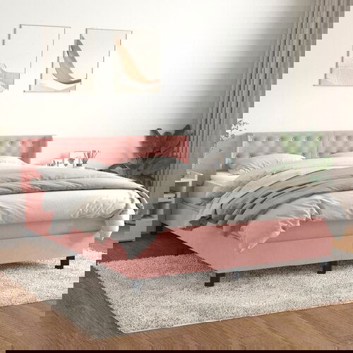 The Living Store Box spring postelja z vzmetnico roza 140x200 cm žamet - Box Spring Postelja, (21492505) Slike