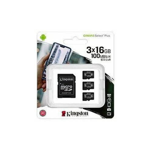Kingston Canvas Select Plus (sdcs2/16gb-3p1a) micro SDHC 3x16GB class 10+adapter memorijska kartica Slike