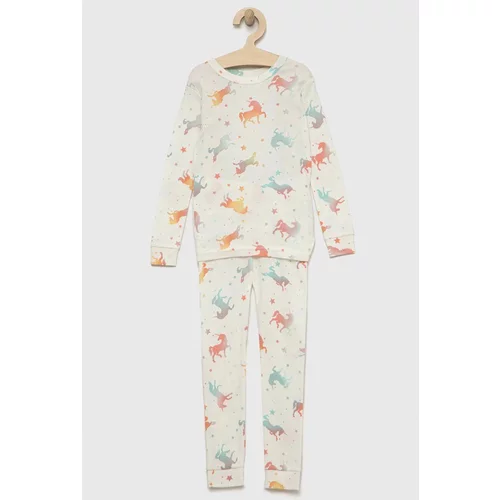 GAP Dječja pamučna pidžama boja: bijela, s uzorkom