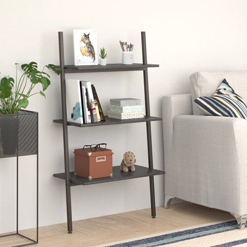 The Living Store 3-nadstropni prislonski regal črn 64x34x116 cm - prislonski regal, (21503945) Slike
