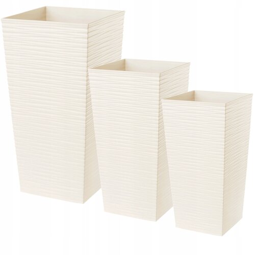 KADAX Komplet 3 vrtnih lončkov + vložki, visoki veliki, kremni, 47+57+68 cm, (5000350854) Cene