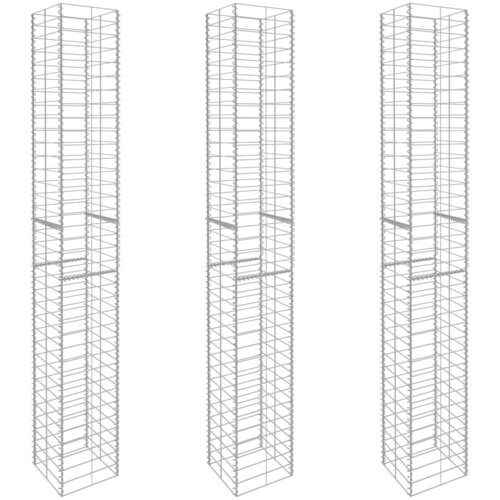  Gabionske ko&amp;scaron;are 3 kom od pocinčanog čelika 25 x 25 x 197 cm Slike