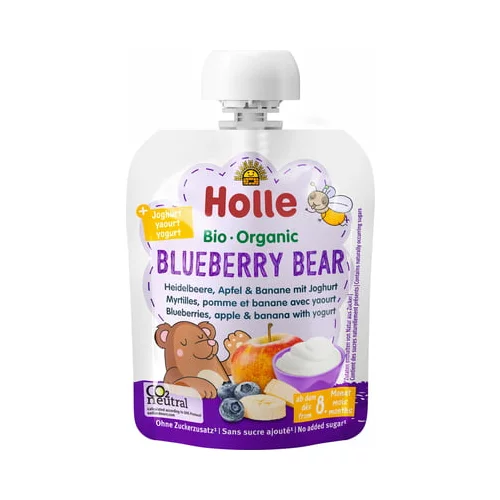 Holle Bio Joghurt-Pouches "Blueberry Bear - Jabolko, banana, borovnica"