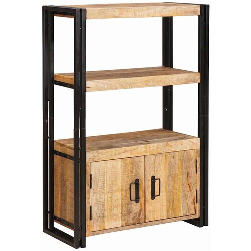 vidaXL Knjižna omara z vrati Rjava Masivno grobo mango leso in kovina Cene