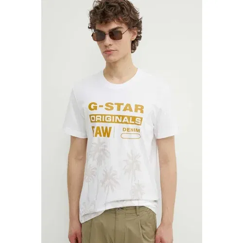 G-star Raw Pamučna majica za muškarce, boja: bijela, s tiskom, D24681-336