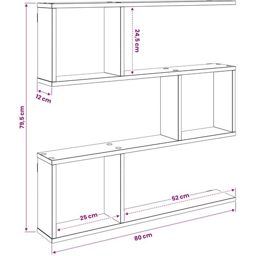  Polica na zidu Crni hrast 80 x 12 x 79,5 cm Konstruirano drvo Slike