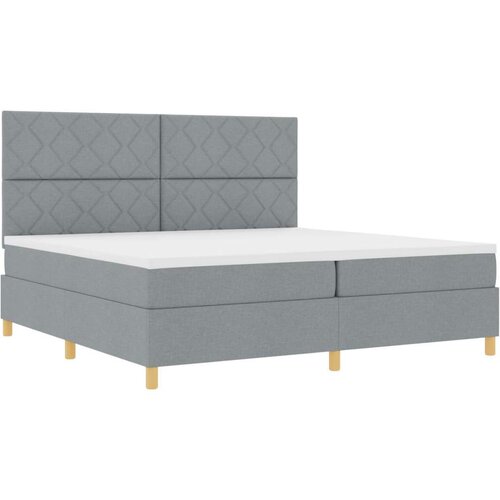  Krevet s box springom i madracem svjetlosive boje 200x200 cm Slike