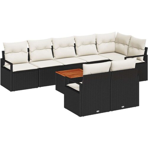  Set od 9 dijelova vrtnog kauča s jastucima crni poliratan akacija dvosjed vanjske sofe s jastucima crni poliratan Slike