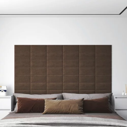  Zidne ploče od tkanine 12 kom smeđe 30 x 15 cm 0,54 m²