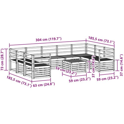  Set vanjskih sofa 10 pcs Bijela 59 x 59 x 37 cm Slike