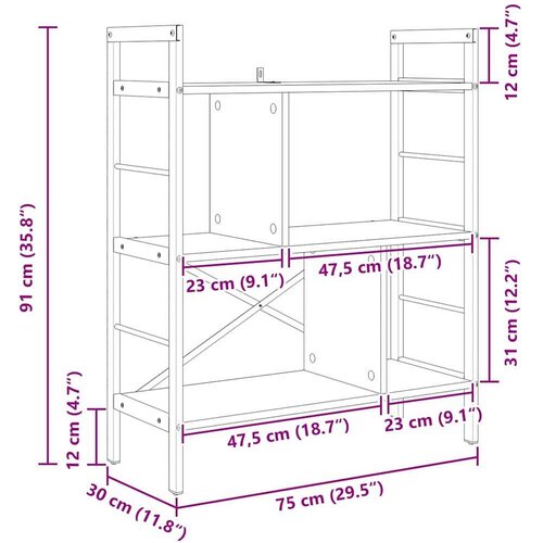 VidaXL Polica Dimljeni hrast 75 x 30 x 91 cm Konstruirano drvo Slike