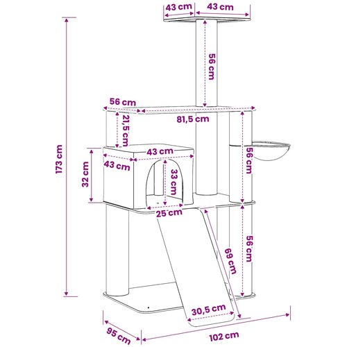  Mačje drvo s sisalnim postoljima za grebanje Tamnosiva 173 cm Slike