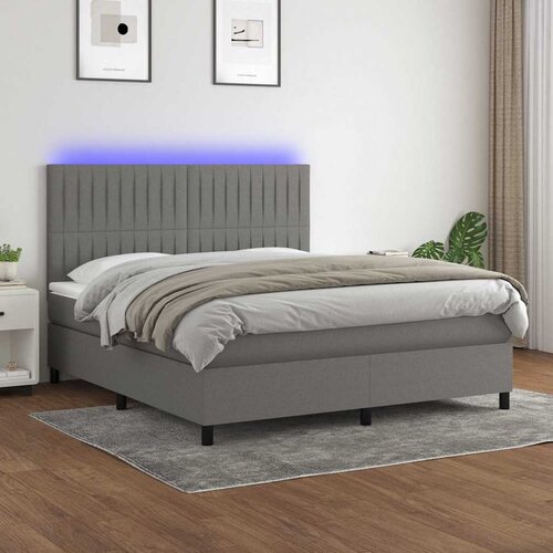  box spring s madracem LED tamnosivi 160x200 cm tkanina Cijene