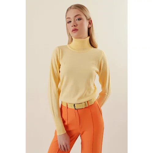 Bigdart 15747 Turtleneck Knitwear Sweater - Yellow