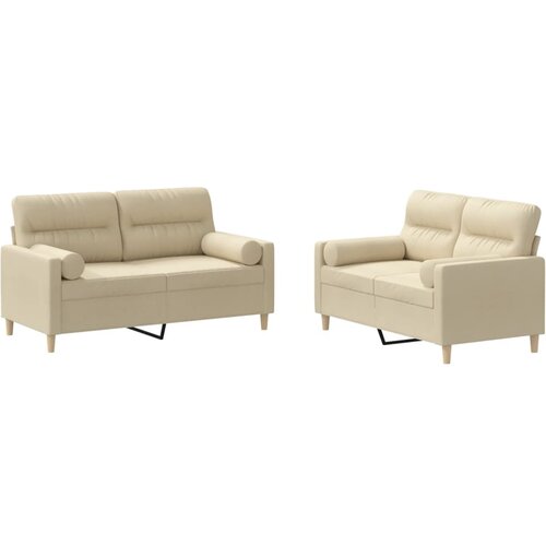 Maison Chic Sedežna garnitura - kavč 2-delna z vzglavniki krem blago, (21728768) Cene