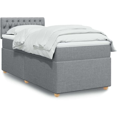  Krevet s oprugama i madracem svjetlosivi 100x200 cm od tkanine Slike