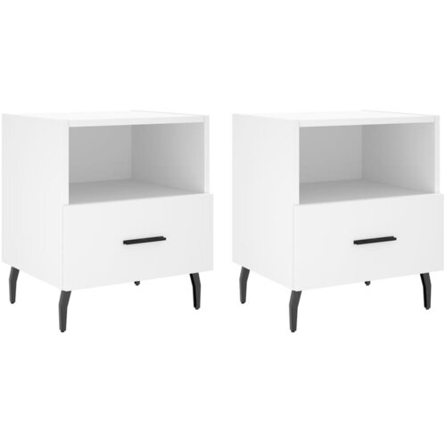 Maison Chic Dvo delni komplet Nočne omarice - Nočne mize bela 40x35x47,5 cm inženirski les, (21687872) Slike