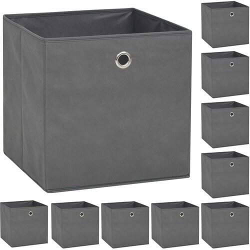  Kutije za pohranu od netkane tkanine 10 kom 32x32x32 cm sive Cene