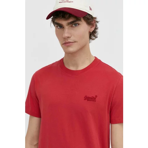 Superdry Bombažna kratka majica moški, rdeča barva