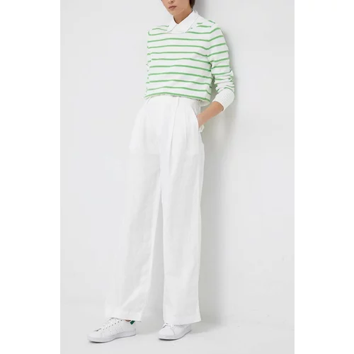 GAP Lanene hlače boja: bijela, široke, visoki struk