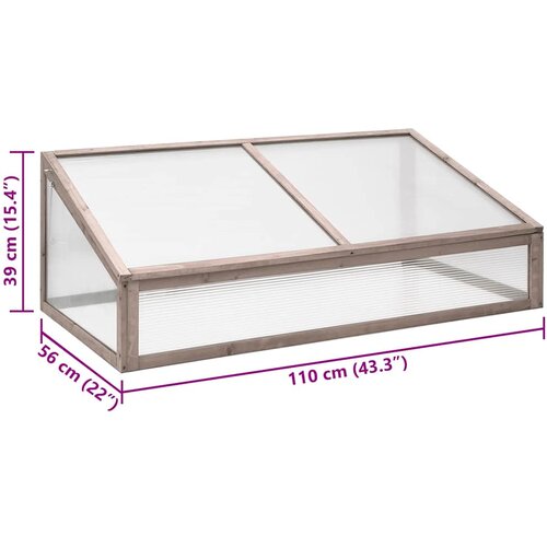  Staklenik sivi 110 x 56 x 39 cm od jelovine Slike
