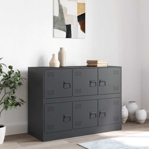  Komoda antracit 99 x 39 x 73 cm čelična Slike