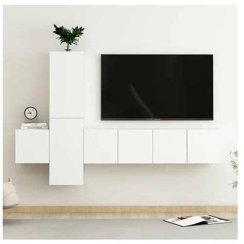  Komplet TV omaric 5-delni bela iverna plošča