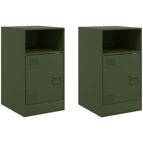 Maison Chic Dvo delni komplet Nočne omarice - Nočne mize olivno zelena 34,5x39x62 cm jeklo, (21687239) Cene