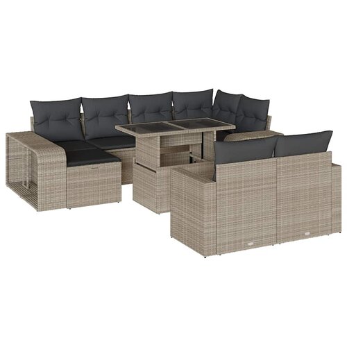  11-dijelni set vrtnih sofa poliratan s jastucima svijetlosivi Slike