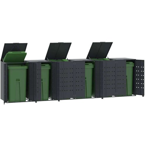 VidaXL Spremi&amp;scaron;te za 6 kante za otpad antracit 414x79x117 cm čelično Slike