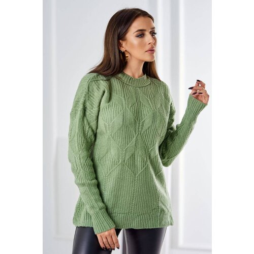 Kesi Pullover sweater with fashionable dark mint fabric Slike