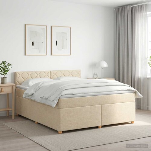  Boxspring krevet s madracem Krem 140 x 200 cm Tkanina Slike