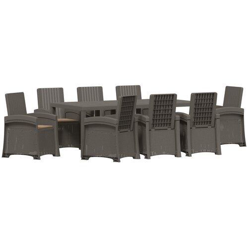  Vrtni set za objed 9 kom. Svijetlosiva i taupe PP Svjetlosiva 200 cm Slike