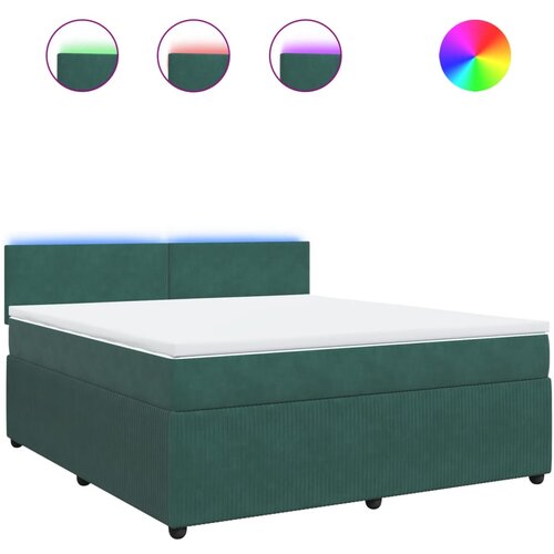 vidaXL Box spring postelja z vzmetnico temno zelena 180x200 cm žamet, (21308437) Cene