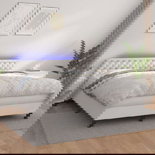  Box spring postelja z vzmetnico LED bela 140x200cm umetno usnje, (20846707) Slike
