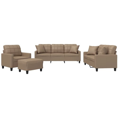 Maison Chic Sedežna garnitura - kavč z vzglavniki 4-delna kapučino umetno usnje, (21728929) Cene