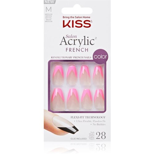 Kiss Acrylic French Color umetni nohti Squared 28 kos Cene