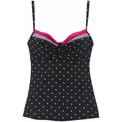 Lascana Tankini top 'Monroe' neonsko roza / crna / bijela