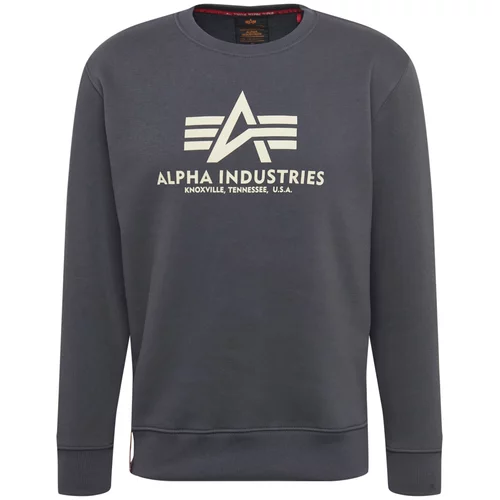 Alpha Industries Sweater majica 'Basic' tamo siva / bijela