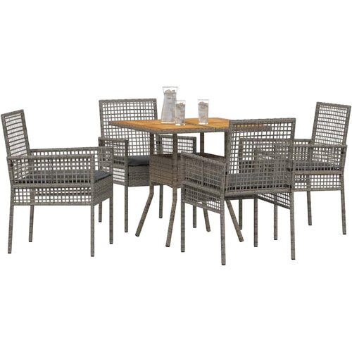  Vrtni set za objed 5 kom. Siva poliratan 80 x 80 x 75 cm Slike