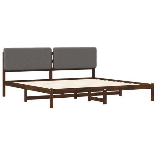  Krevetni okvir s tapiciranim uzglavljem - Tamnosmeđa i svjetlosiva 180 x 200 cm Slike