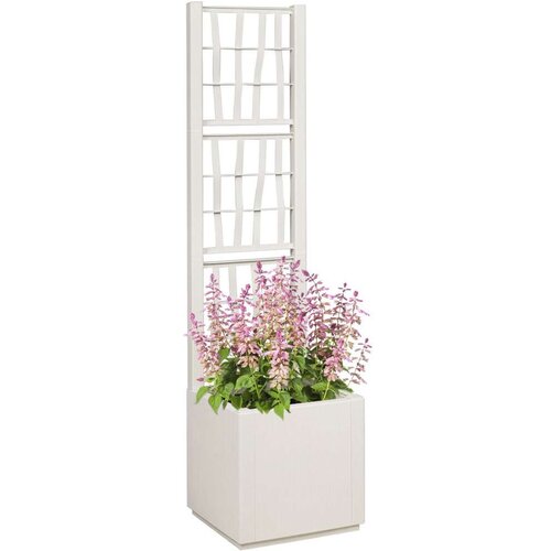 VidaXL Vrtna saksija Bijela PP (polipropilen) 36 x 36 x 140 cm Slike